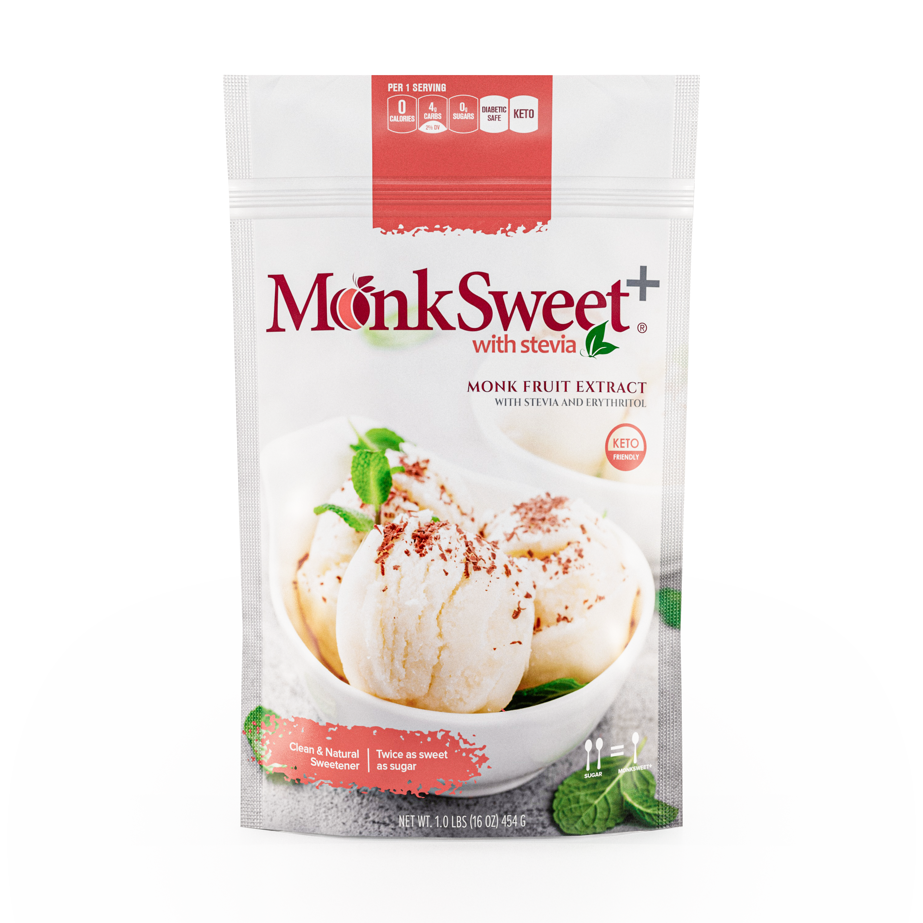 MonkSweet+ | Monk Fruit & Stevia Infused Erythritol
